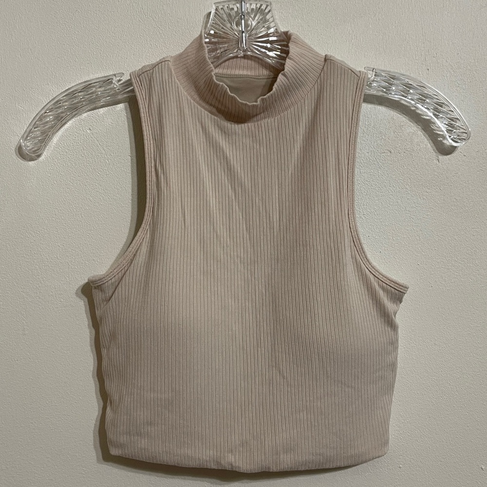 Klassy Network Tan Sleeveless Crop Tank